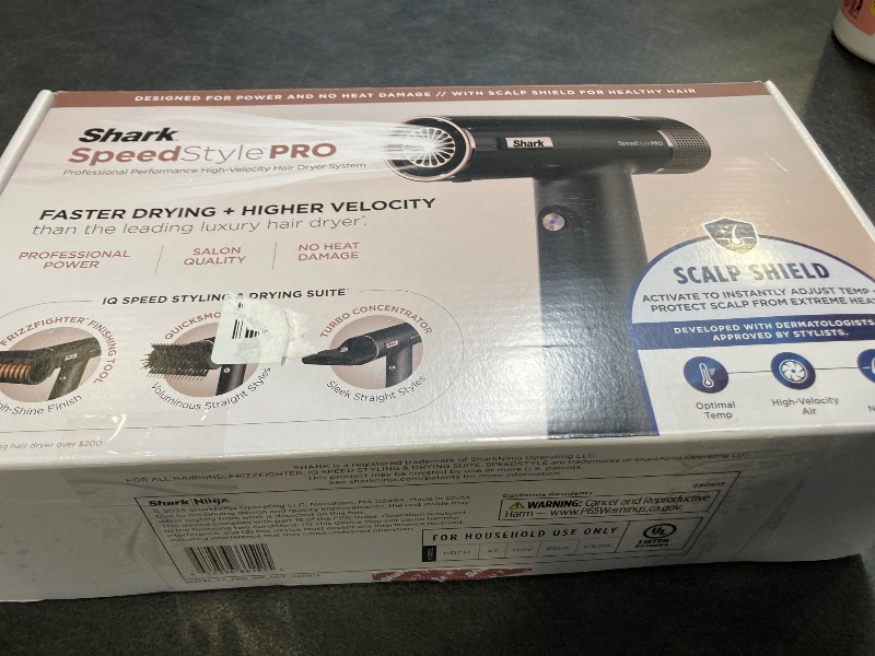 Photo 1 of Shark SpeedStyle Pro Professional Performance High-Velocity Hair Dryer System with Scalp Shield and IQ Speed Styling & Drying Suite, Straight and Wavy Hair, Lightweight, Ionic, No Heat Damage, HD731