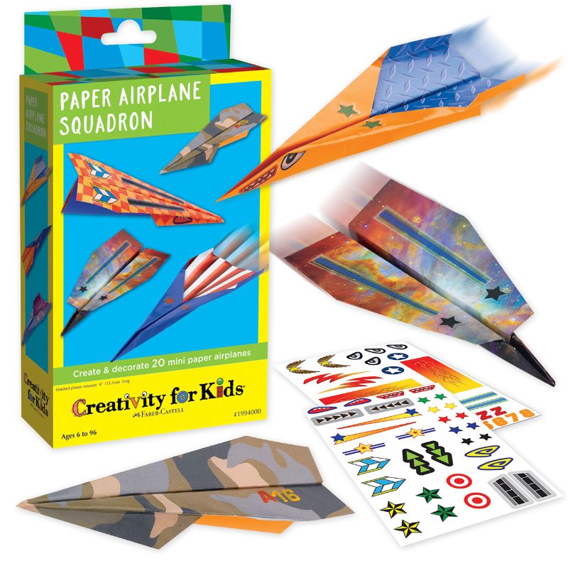 Photo 1 of Creativity for Kids Paper Airplane Squadron - Create 20 Paper Airplanes, Mini Craft Kit for Boys, Easter Basket Stuffers and Gift for Boys, Kids Activities (Ages 6+)