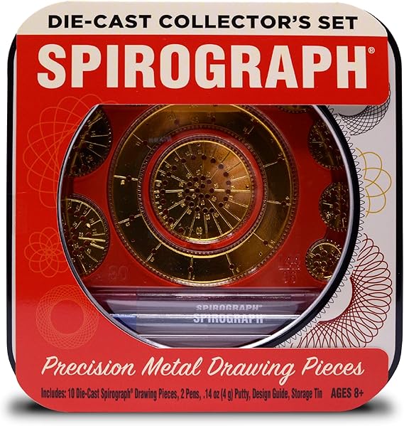Photo 1 of Spirograph Die-Cast Collectors Set – Special Edition, Arts and Crafts, Kids Toys, Art Supplies, Craft Supplies, Drawing Kit, Spiral Art, Metal Gear Design Kit, Pens, Design Sheet Included, Ages 8+
