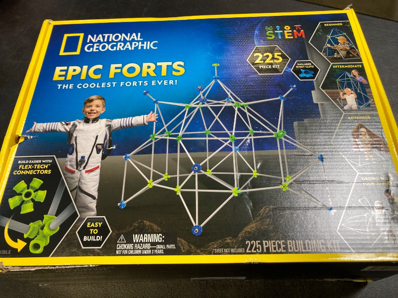 Photo 1 of National Geographic Indoor Fort Building Kit - 225 Pieces for Creative Play, STEM Building Toys for Kids Ages 6-12, Blanket Fort (Amazon Exclusive)