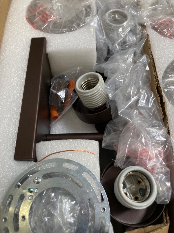 Photo 1 of Emliviar 4 Light Bathroom Vanity Light, Farmhouse 31 Inch Bath Sconce Wall Lighting, Clear Geometric Glass, Oil Rubbed Bronze, HE294B-4W ORB