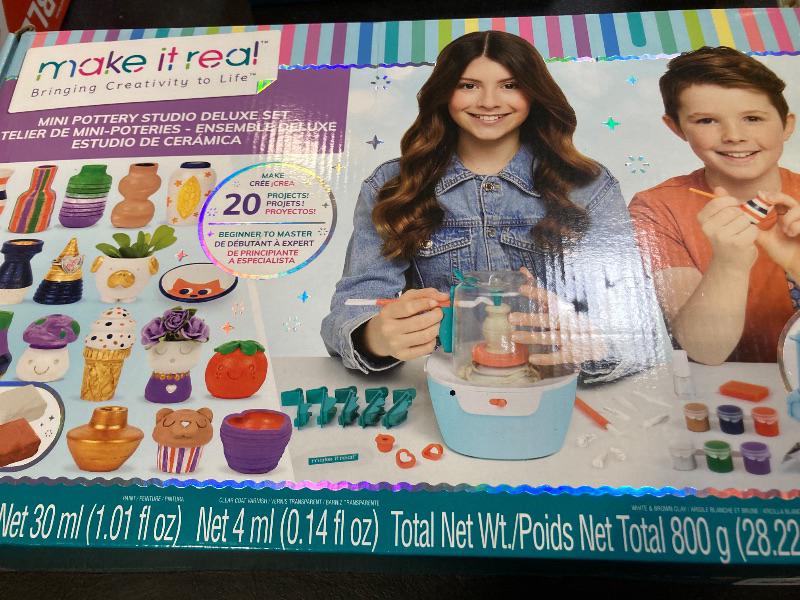 Photo 1 of Make It Real: Mini Pottery Studio Deluxe Set - DIY All-in-1 Sculpting Craft Kit, All Skill Levels, Miniature Clay Projects, Kids Girls & Tweens Age 8+