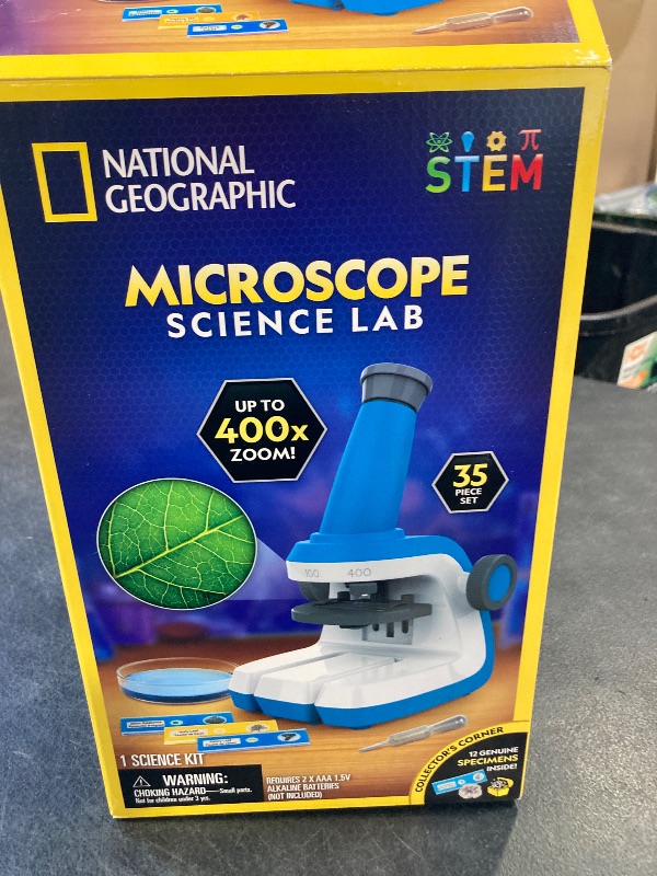 Photo 1 of NATIONAL GEOGRAPHIC Microscope for Kids - Science Kit with an Easy-to-Use Kids Microscope, Up to 400x Zoom, Blank and Prepared Slides, Rock & Mineral Specimens, STEM Project Toy