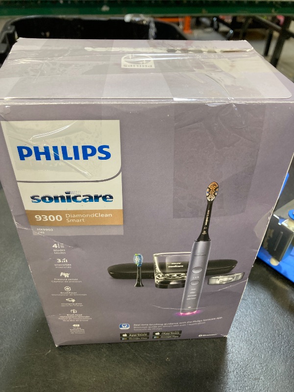 Photo 1 of Philips Sonicare DiamondClean Smart 9300 Electric Toothbrush, Sonic Toothbrush with App, Pressure Sensor, Brush Head Detection, 4 Brushing Modes and 3 Intensity Levels, Grey, Model HX9903/45