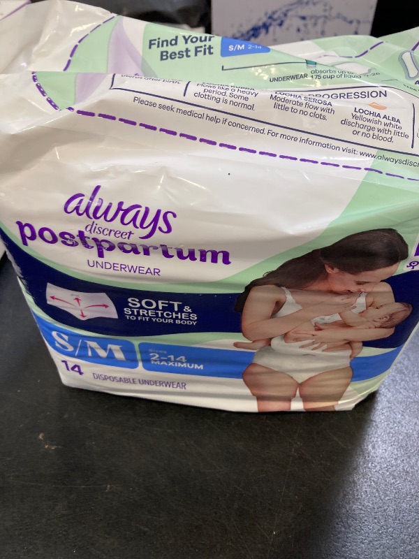 Photo 1 of Always Discreet Postpartum and Adult Incontinence Underwear for Women, Small/Medium, Maximum Protection, 14 Count