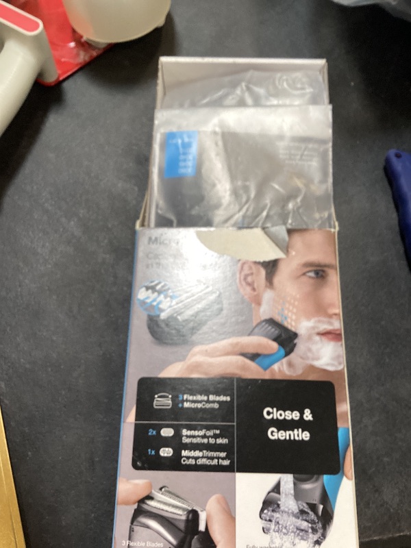 Photo 1 of Braun Electric Series 3 Razor with Precision Trimmer, Rechargeable, Wet & Dry Foil Shaver for Men, Blue/Black, 4 Piece