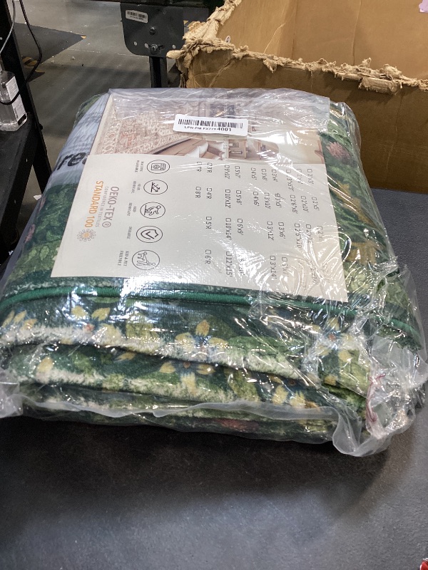 Photo 1 of 3x5 Dark Green Boho Floral Vintage Area Rug,Soft Lightweight Low Pile Non-Shedding Carpet,Machine Washable Stain Resistant & Non-Slip for Entryway,Bedroom, Kids Room,Living Room