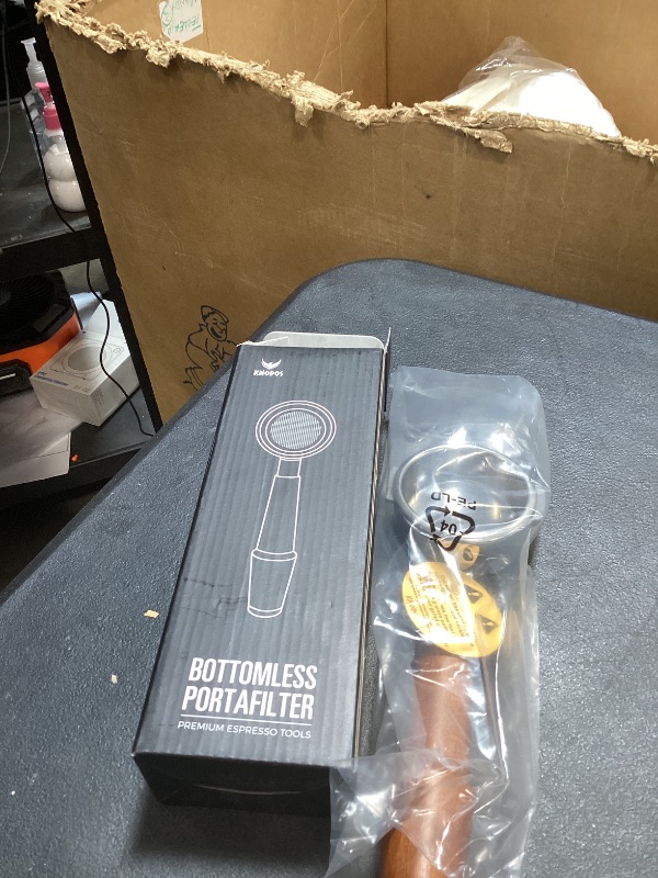 Photo 1 of KNODOS 58mm Naked Portafilter Compatible with Breville Dual Boiler, Oracle, Oracle Jet Espresso Machines Rosewood Handle 2 Ears 18-21g Double Shot Filter Basket Included