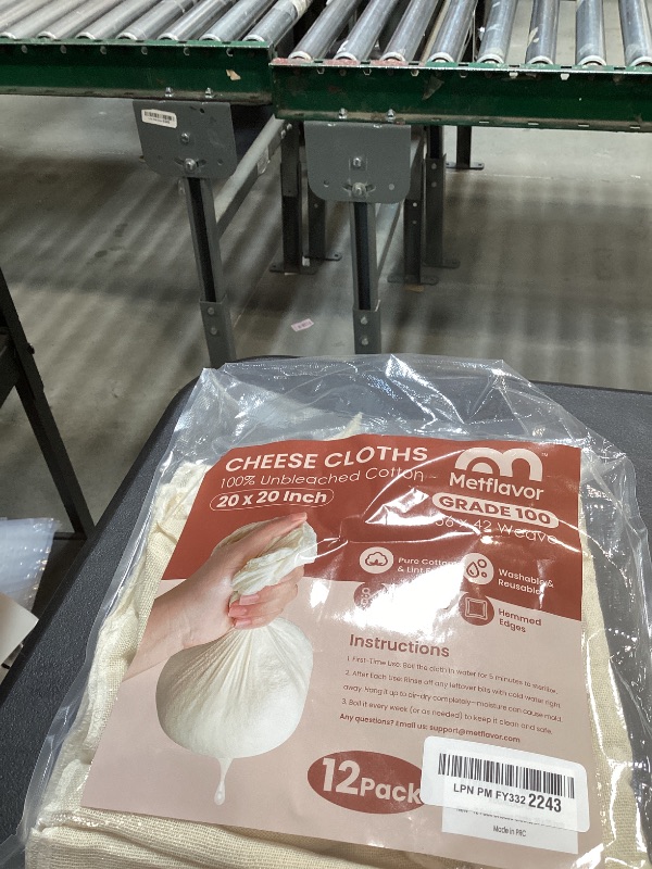 Photo 1 of 12Pcs Reusable Cheese Cloths 20x20 Inch, 100 Grade Cheesecloth Hemmed 4 Edges, 100% Unbleached Cotton Cheese Cloth Bag for Straining, Muslin Cloth Strainer for Baking, Juicing, Cheese, Crafts Making