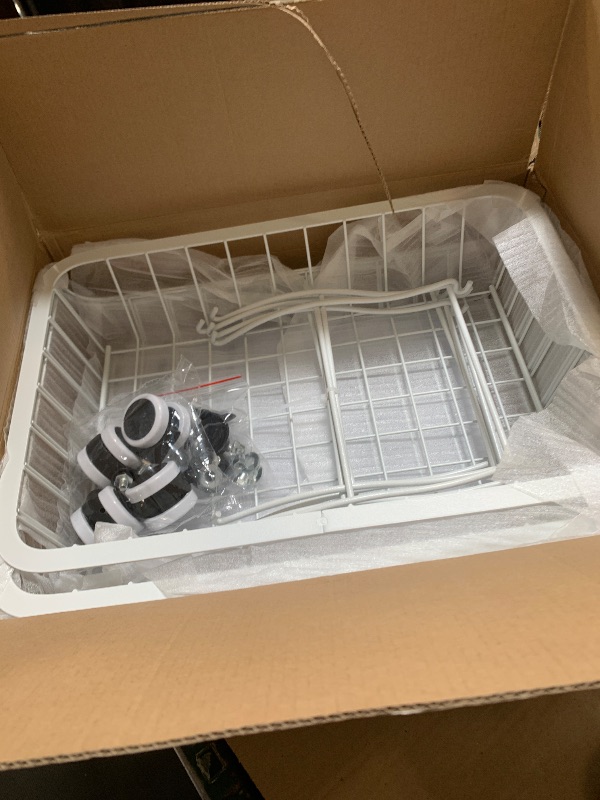 Photo 1 of 3-Tier Rolling Pantry Cart with Wheels, Stackable Wire Storage Floor Organizer for Kitchen Pantry Snack Shelves, Fruit Basket Stand, Vegetable Storage Rack for Food Snacks Onion Potato, White