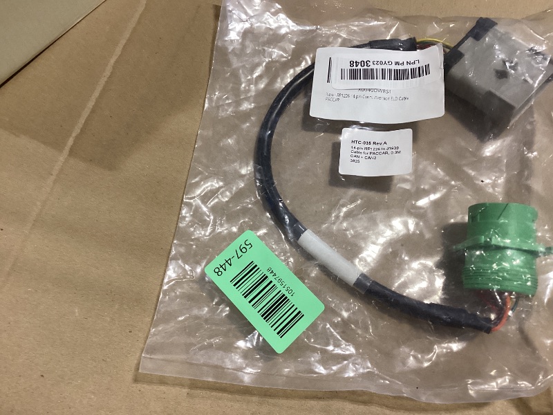 Photo 1 of RP1226 14 Pin To J1939 Type 2 Green 9 Pin Conversion Cable PACCAR ELD 1ft Length PN HTC-035