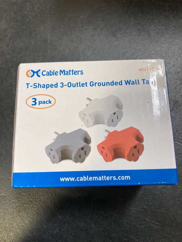 Photo 1 of [ETL Listed] Cable Matters 3-Pack 3 Way Plug Adapter 15A 1875W, 3 Prong 3 Outlet Adapter, Power Splitter Plug Outlet, 3 Way Electrical Splitter, Multicolored (White, Gray, Orange)
