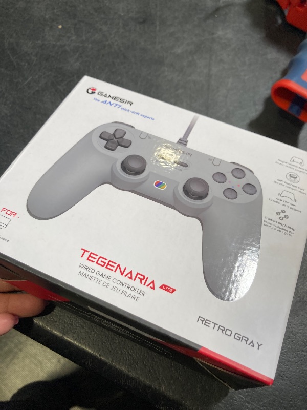Photo 1 of GameSir Tegenaria Lite Wired Game Controller For Switch, Android, iOS, PC, Steam With Retro 90s Design, Hall Effect Sticks, 1000Hz Polling Rate, Dual Rumble Motors, Mappable Back Buttons, Ultra-Low Latency, Ergonomic Design -Retro Gray