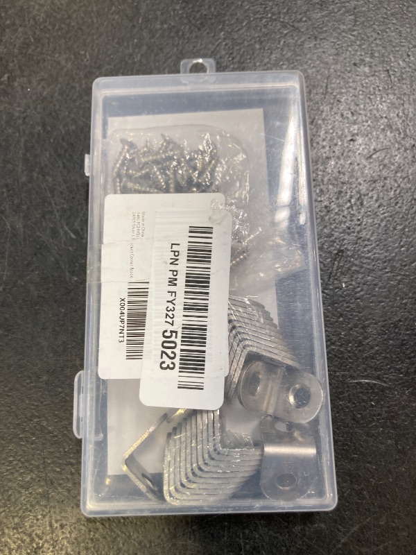 Photo 1 of 24PCS L Bracket Corner Brace, Stainless Steel L Brackets for Shelves, Metal Corner Bracket, Small Right Angle Brackets for Wood Furniture Chair Drawer Cabinet with 48PCS Screws (0.79 x 0.79 inch)