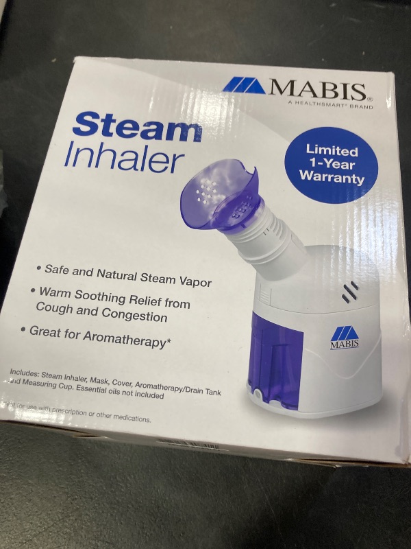 Photo 1 of MABIS Facial Steamer, Steam Inhaler, FSA Eligible, Vaporizer or Vocal Steamer with Aromatherapy Diffuser and Soft Face Mask for Cleansing, Sinus Pressure, Congestion, Colds and Cough, 25mL