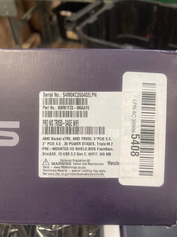 Photo 1 of ASUS Pro WS TRX50-SAGE WIFI CEB Workstation motherboard, AMD Ryzen Threadripper PRO 7000 WX,ECC R-DIMM DDR5, 36 power-stage, WiFi 7,PCIe 5.0 x 16,PCIe 5.0 M.2, 10 Gb and 2.5 Gb LAN, multi-GPU support.