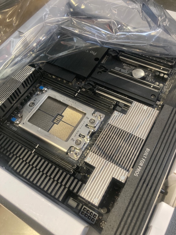 Photo 1 of ASUS Pro WS TRX50-SAGE WIFI CEB Workstation motherboard, AMD Ryzen Threadripper PRO 7000 WX,ECC R-DIMM DDR5, 36 power-stage, WiFi 7,PCIe 5.0 x 16,PCIe 5.0 M.2, 10 Gb and 2.5 Gb LAN, multi-GPU support.