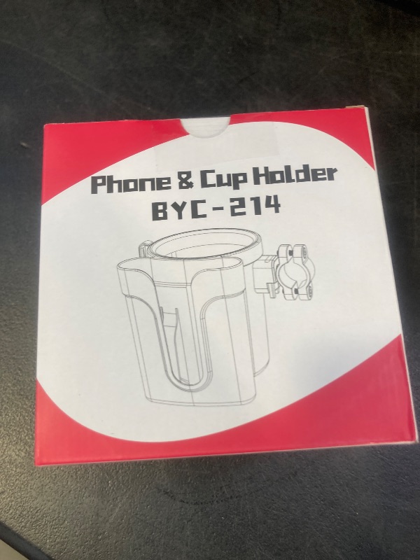 View 2 of RYANGO Bike Cup Holder with Phone Keys Holder, Handlebar Water Bottle Cage for E-Bike, Scooter, Stroller, Wheelchair