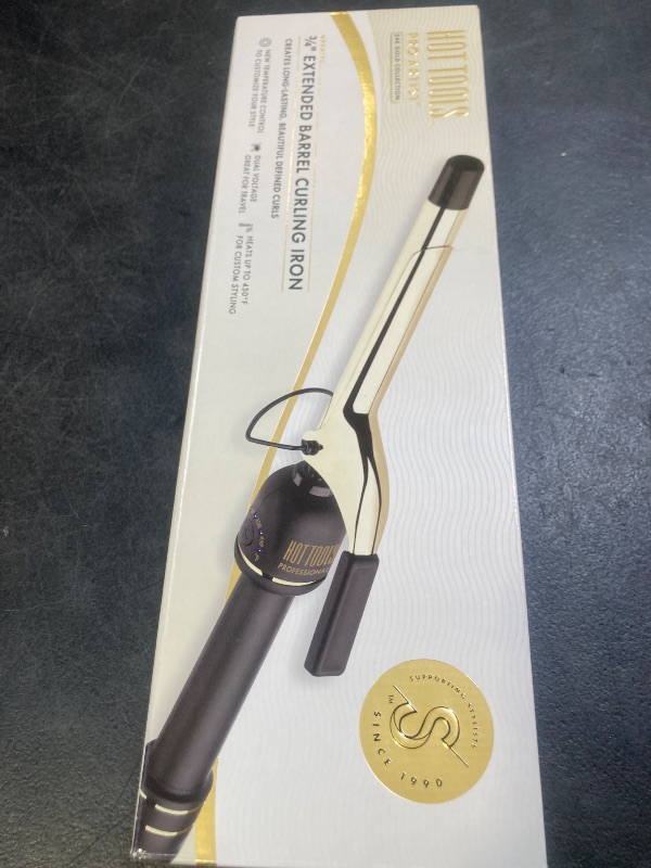 Photo 1 of HOT Tools 24K Gold Professional 3/4" Extended Barrel Curling Iron with Clamp for Defined Curls - 24K Gold Technology for Long-Lasting Results & Longer Barrel for Easy Styling