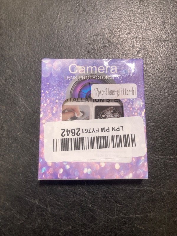 Photo 1 of Choiche Compatible for iPhone 17 Pro/iPhone 17 Pro Max Camera Lens Protector Bling, 9H Tempered Glass Camera Cover Screen Protector Metal Ring Decoration Accessories (Glitter-Blue)