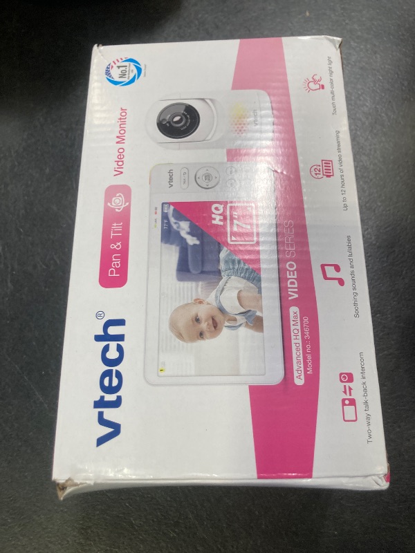 Photo 1 of VTech 7" Baby Monitor with IPS Screen, Pan Tilt Zoom Camera, No WiFi Video Baby Monitor with Camera and Audio, Multi-Color Night Light, 2-Way Talk, Lullabies, Advanced HQ Max