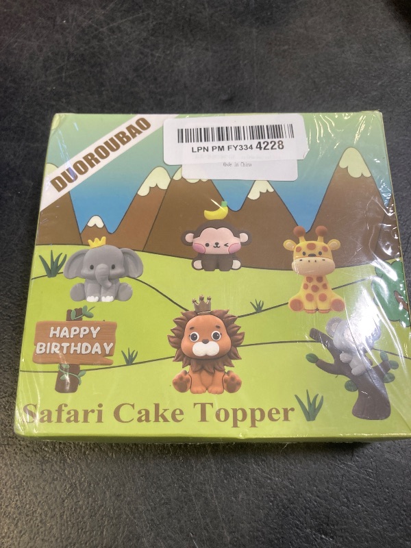 Photo 1 of 22PCS Safari Animal Cake Toppers & Wild One Birthday Decorations - Jungle Cake Topper with Leaves for Animal Themed Birthday Party Decorations, Safari Cake Decorations for Zoo Theme Cakes Accessories