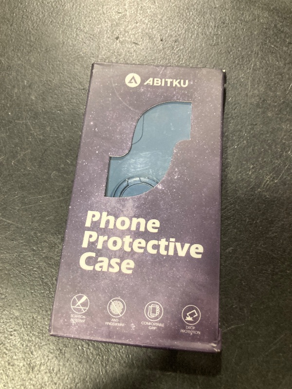 Photo 1 of abitku Compatible with iPhone 12 Case, Silicone with 360°Ring Kickstand Holder (Support Magnetic Car Mount) Soft Silk Microfiber Cloth Designed for iPhone 12 6.1 inch 2020 (Blue)