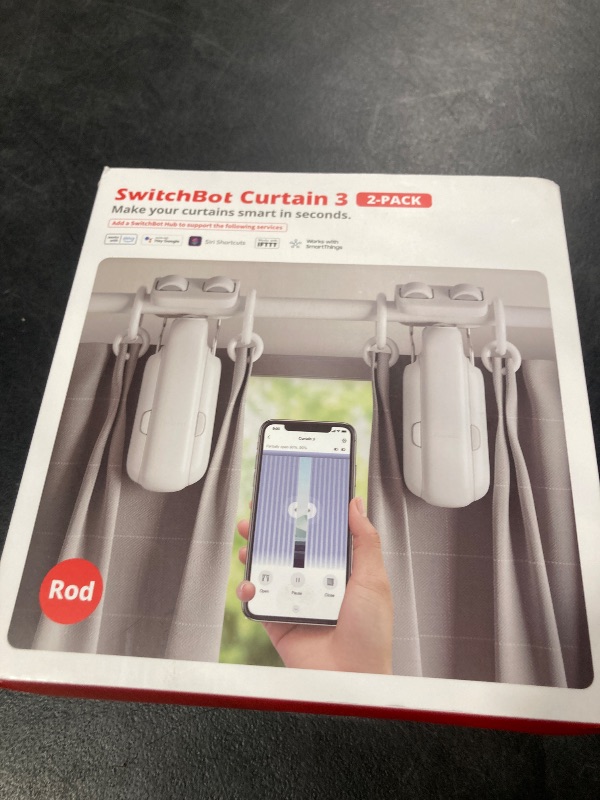 Photo 1 of SwitchBot 2025 Automatic Curtain Opener 3 Rod, Bluetooth Remote Control Smart Curtain, WiFi & App Control, Add Hub to Compatible with Alexa, Google Home, HomeKit
