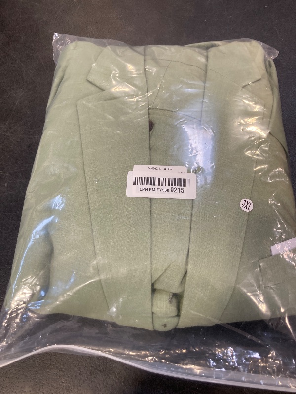 Photo 1 of Mens 3 Pieces Summer Linen Suit Beach Wedding Slim Fit Blazer Grooms Suits Light Green - 3XL