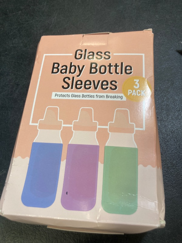 Photo 1 of Impresa Silicone Feeding Bottle Covers for Baby - Compatible with Dr Brown Narrow Neck Glass Bottles - 3-Pack Multicolor 8 Oz - Glass Sleeves with Measurement Window & Textured Grip