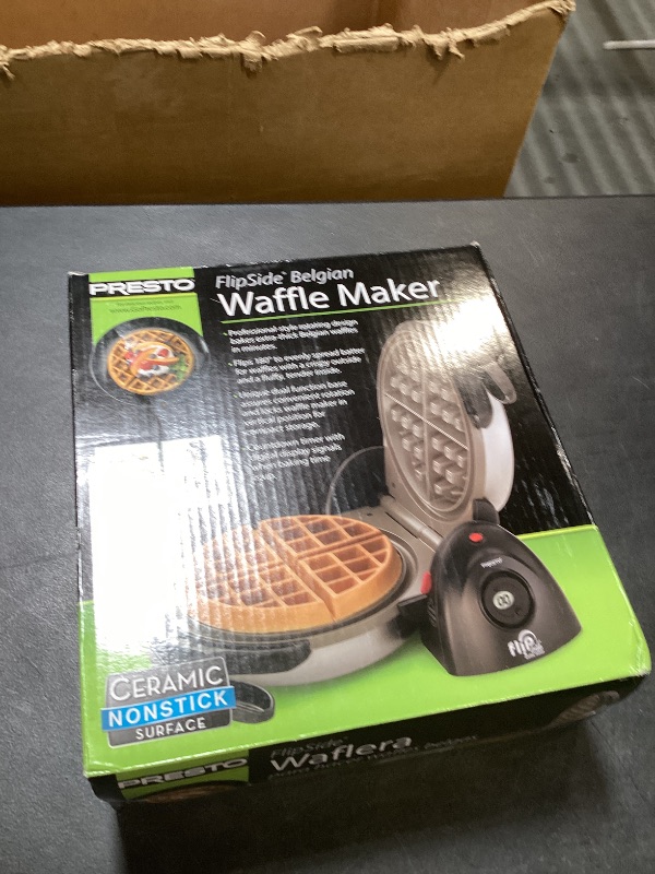 Photo 1 of Presto 03510 Ceramic FlipSide Belgian Waffle Maker, Nonstick, Cool Touch Handles, Black