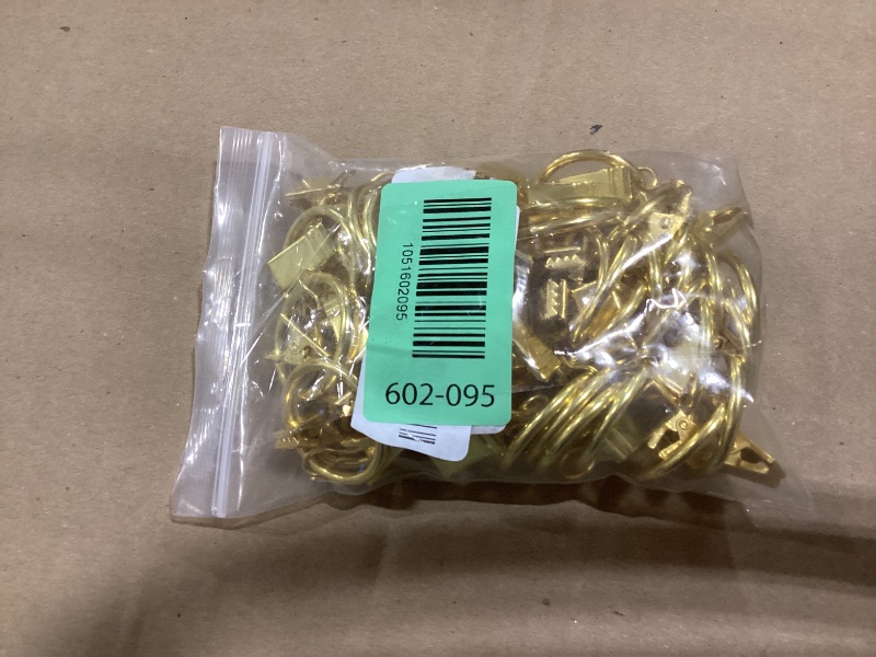 Photo 1 of 44pcs Curtain Rings with Clips Hooks, 1 inch Gold Metal Stainless Steel Drapery Rings Hanger Clips for Tension Rod Bracket Eyelets Decorative Hangers, Gold (1" Interior Diameter)