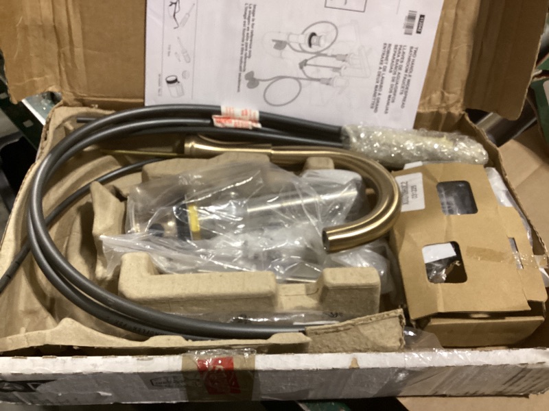 Photo 1 of Delta Trinsic Brushed Gold Bathroom Faucet 3 Hole, 8 Inch Widespread Bathroom Sink Faucet for Vanity, Metal Push-Pop Drain Assembly, Champagne Bronze 3559-CZMPU-DST