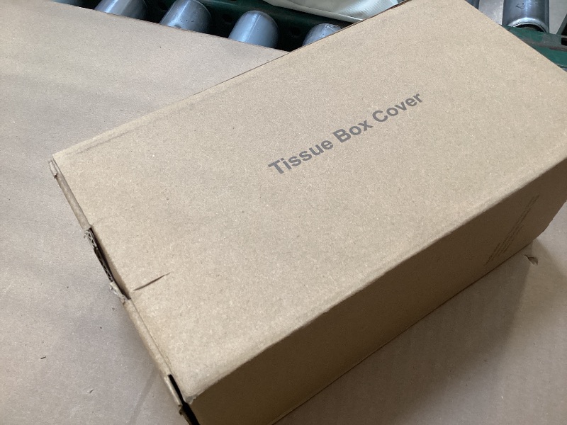 Photo 1 of GOLRANLYE Tissue Box Cover Rectangular 9.8"(L) x 5.3"(W) x 4.3"(H) Refined Modern PU Leather Facial Tissue Dispenser Box Holder for Dresser Bathroom Decorative (Beige)