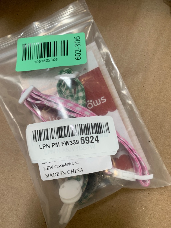 Photo 1 of Lionet Paws 2pcs Pack Cotton Cat Collar,Breakaway Buckle with Green Pink Grid and Brand Pendant Cute Adjustable Cat Kitten Collar,Ideal for Girl Cats Boy Cats