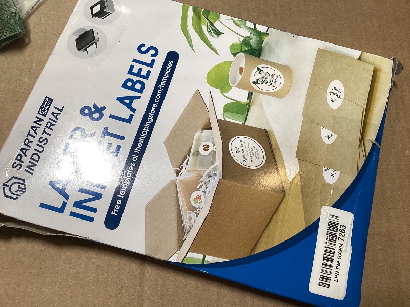 Photo 1 of 1.5" Printable Round Labels for Laser and Inkjet Printers - 3000 Blank Labels, 100 Sheets for Thank You Stickers, Price Tags, QR Codes, Business Logos - Spartan Industrial Template C003