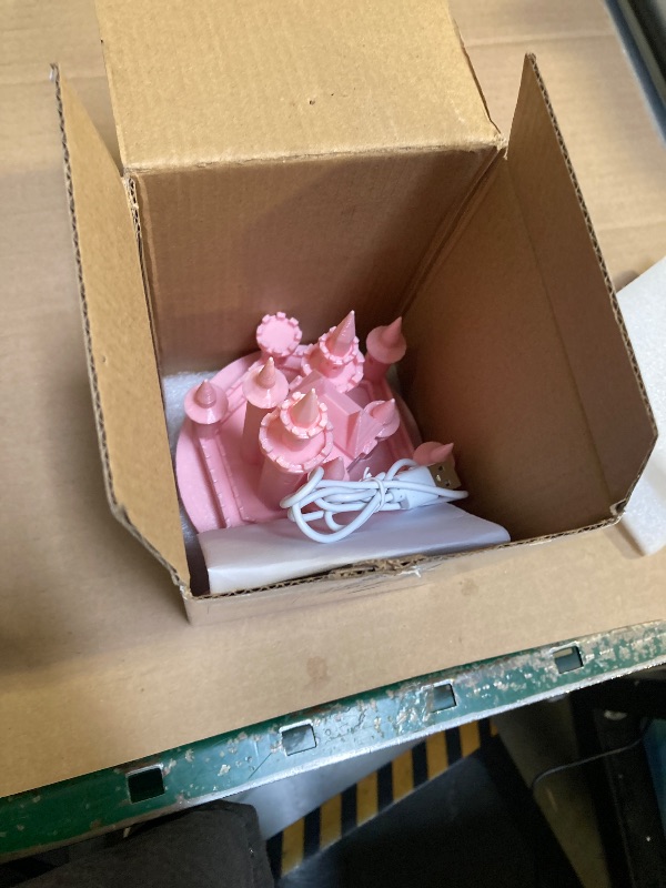 Photo 1 of **DAMAGED** Baquler Castle Cake Topper Figurine Wedding Cake Topper Birthday Castle Tower Night Light USB Rechargeable Princess Nightlight for Valentine's Day Wedding Birthday Party Decor(Pink)