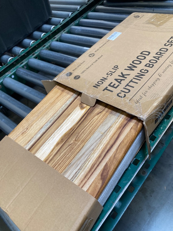 Photo 1 of 3 Pack Teak Wood Cutting Board Set for Kitchen Charcuterie Board Serving Heavy Duty Non Toxic Slip Over Sink Solid Thick Haus Wooden Chopping Board Large Big Small Meat Best Kitchen Essential Gift