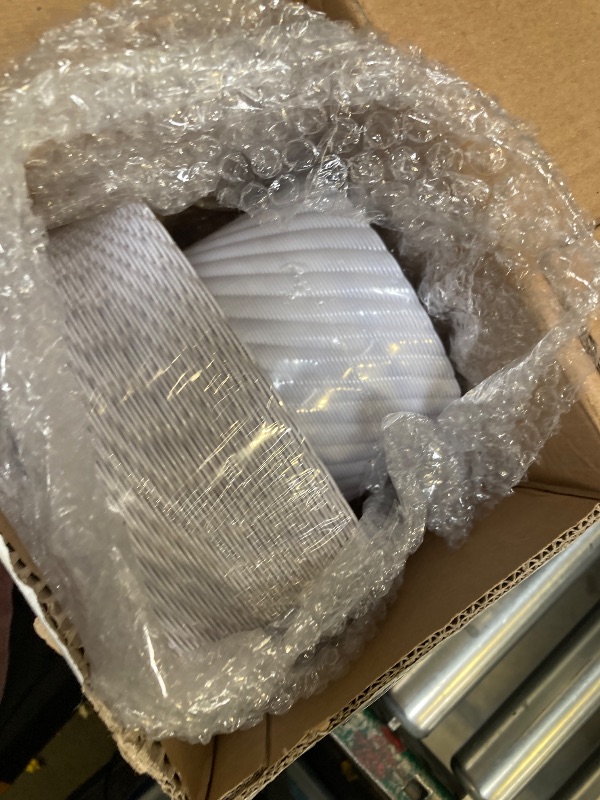 Photo 1 of U-QE 100 Pieces Gold Plastic Plates - Premium White Plastic Plates for Party, Wedding and Daily Use Including 50PCS 9 '' Plastic Dinner Plates & 50PCS 6.5 '' Plastic Dessert Plates