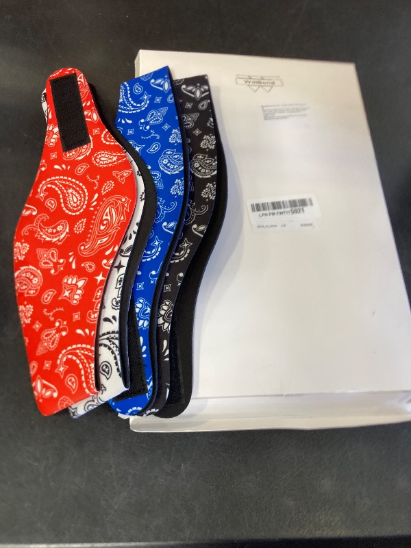 Photo 1 of 4 Pieces Swimming Headband Swimming Ear Band Adjustable Swim Headband Keeping Water Out Ear Protection for Kids Adults Surfing Bathing Kayaking (Delicate Style)