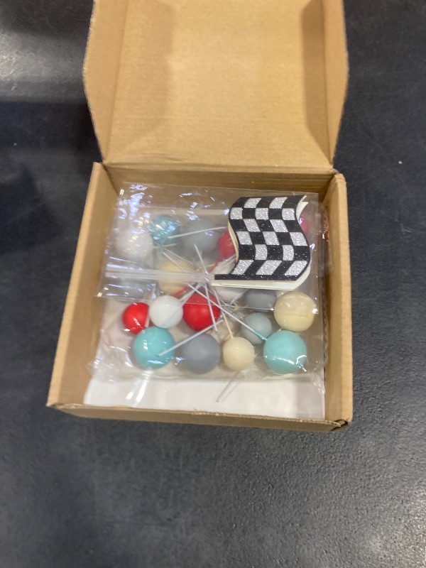 Photo 1 of 25 PCS Racing Cake Toppers Race Car Birthday Cake Decorations for Racing Car Checkered Flag Birthday Anniversary Decorations Supplies (02)