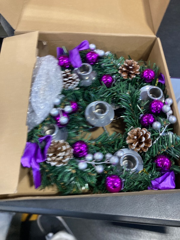 Photo 1 of Tioncy 12 Inch Christmas Advent Wreath Candle Holder with 5 Flameless Candles Remote Control Wreaths Holder Centerpiece Decoration with Berries(Nativity Scene,11 x 0.8 x 0.8 in)