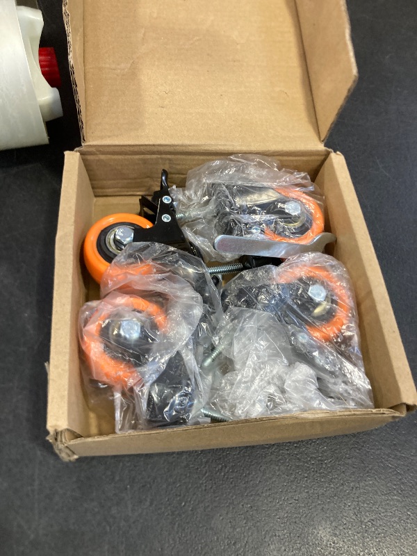 Photo 1 of 2 Inch Caster Wheels, Threaded Stem Casters Set of 4 Heavy Duty, 1/4"-20x1 (Screw Diameter 1/4", Stem Length 1"), Safety Dual Locking Industrial Castors, Wheels for Cart, Furniture