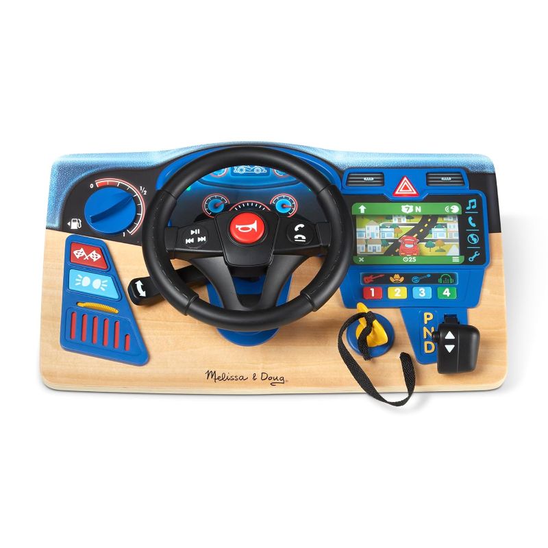 Photo 1 of Melissa & Doug Vroom & Zoom, Interactive Wooden Dashboard, Racing Car Steering Wheel Toy, Lights & Sounds, Preschool Learning Toys for Girls & Boys 3+ - FSC Certified
