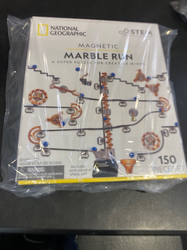 Photo 1 of National Geographic Magnetic Marble Run - 150-Piece STEM Building Set for Kids & Adults with Magnetic Track & Trick Pieces & Marbles for Building A Marble Maze, STEM Project (Amazon Exclusive)
