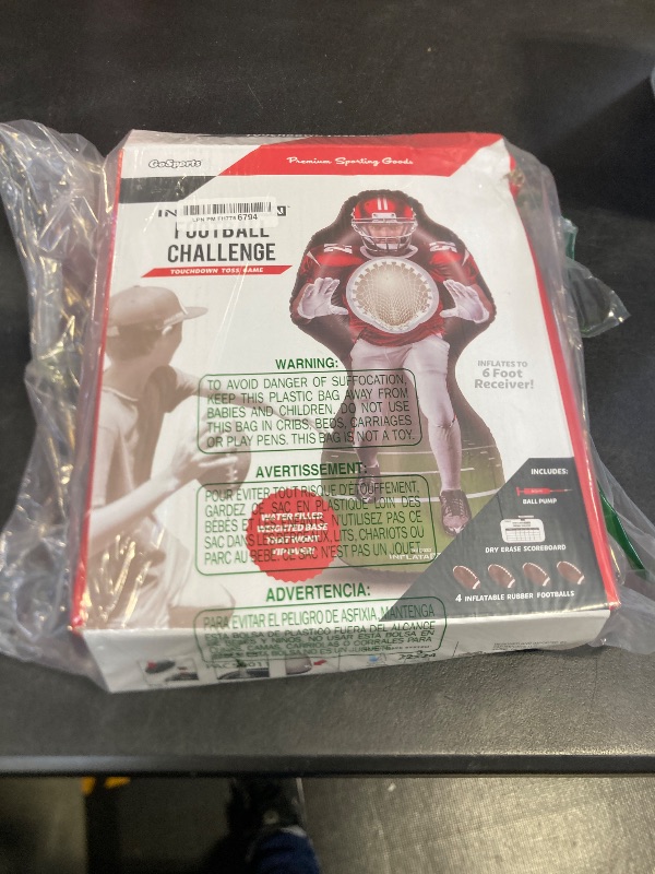 Photo 1 of GoSports Inflataman Football Challenge - Includes 4 Rubber Footballs, Ball Pump, and Scoreboard - Inflatable Receiver Touchdown Toss Game