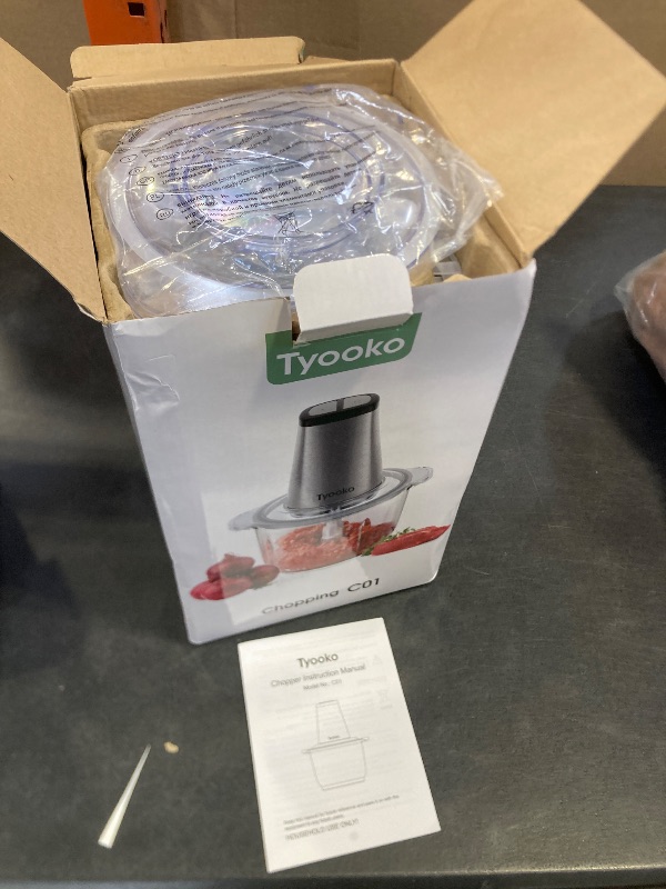 Photo 1 of Electric Food Processor Vegetable Chopper, Easy Clean Meat Grinder with 2 Bowls (8 Cup Stainless Steel+8 Cup Glass), Small Food Mixer for Fruits/Meat/Nuts/Fish/Veggie/Pet Food/Baby Food