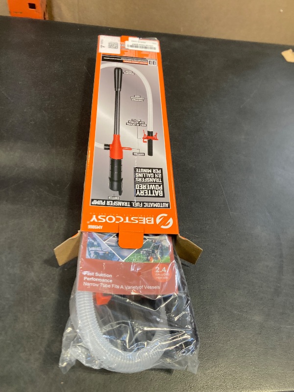 Photo 1 of Portable Transfer Pump Battery Operated Electric Siphon Pump for Gas, Fuel, Diesel, Water Transfer 2.4 GPM Flow Oil Extractor, 47 Inches Hose-Easy to Use Hand Fuel Pump, Multi-Use Siphon Transfer Pump