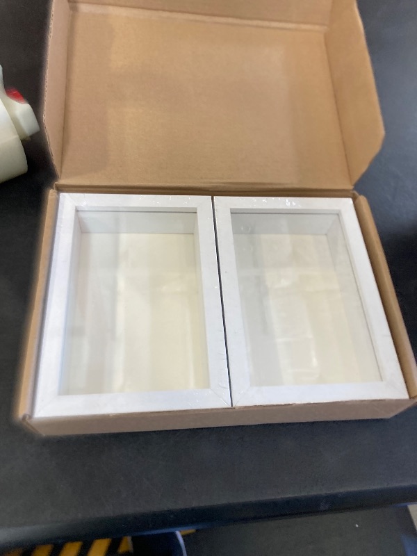 Photo 1 of 2Pack 4x6 Shadow Box Frame?HD Glass Wooden White Hollow Photo Frame,White Frames for Flower Pressing, Seashell Display Box ,Pet Memorial Shadow Box ( 2Pack 4X6)