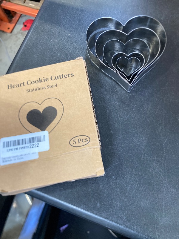 Photo 1 of 5-Piece Stainless Steel Heart Cookie Cutters Set - Valentine's Day, Birthday, Wedding Baking Tools (1.38" to 4.57") - Dishwasher Safe Fondant & Biscuit Molds